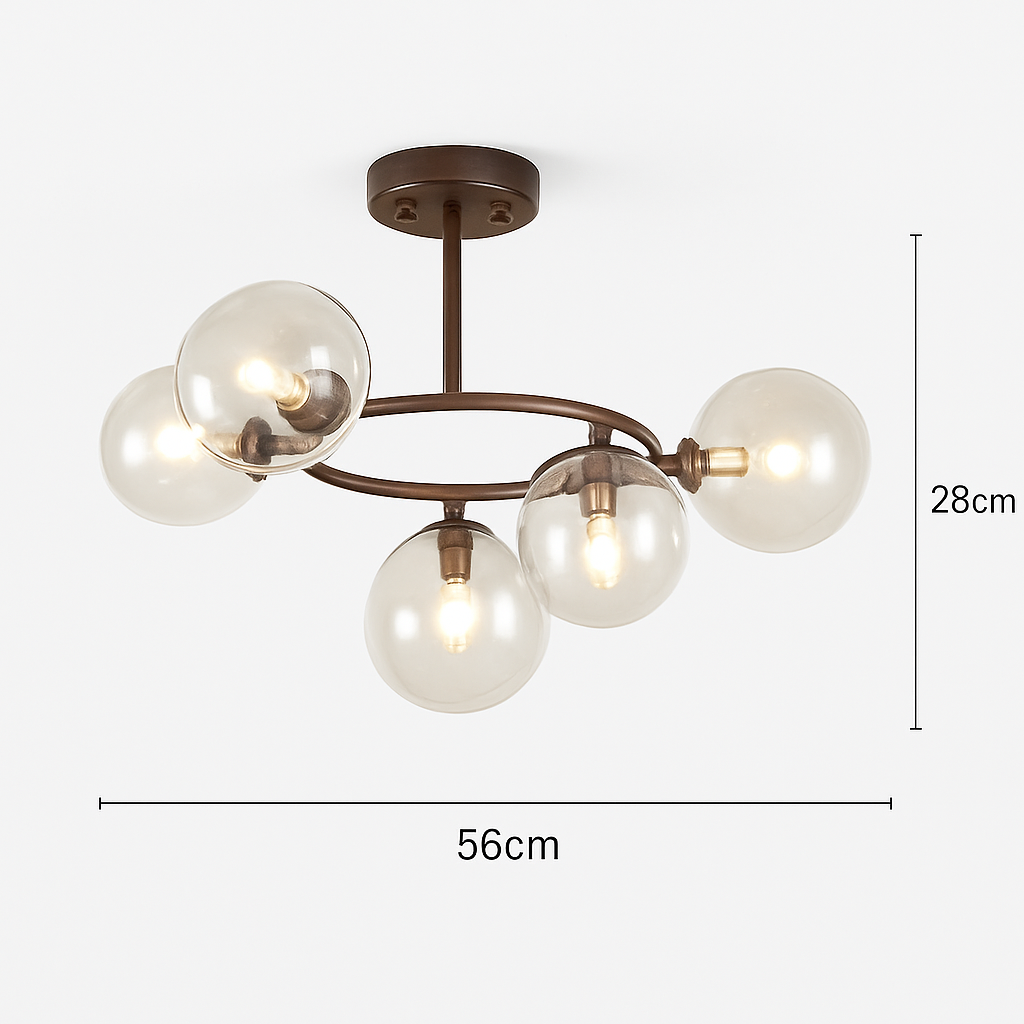 lustre de luxe artistique en verre fumé suspension lampe