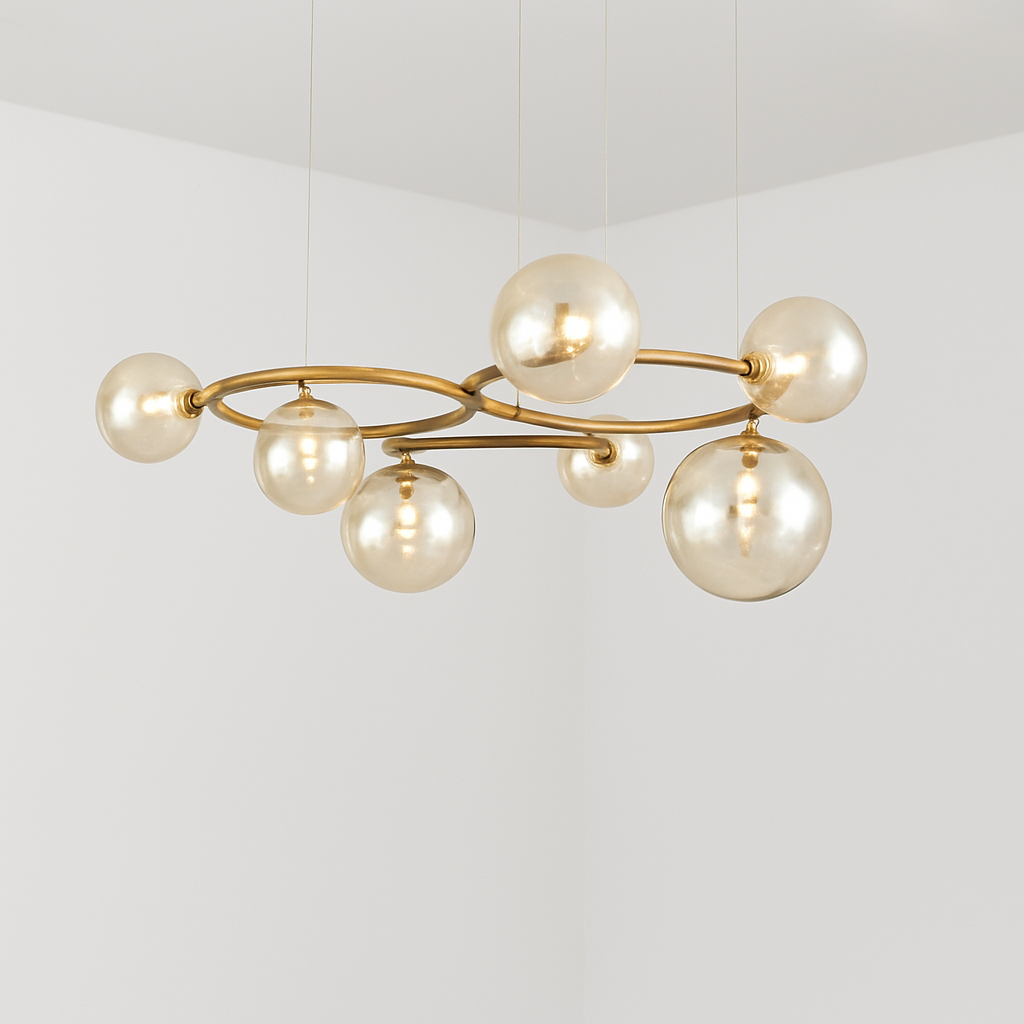 lustre de luxe artistique en verre fumé suspension lampe