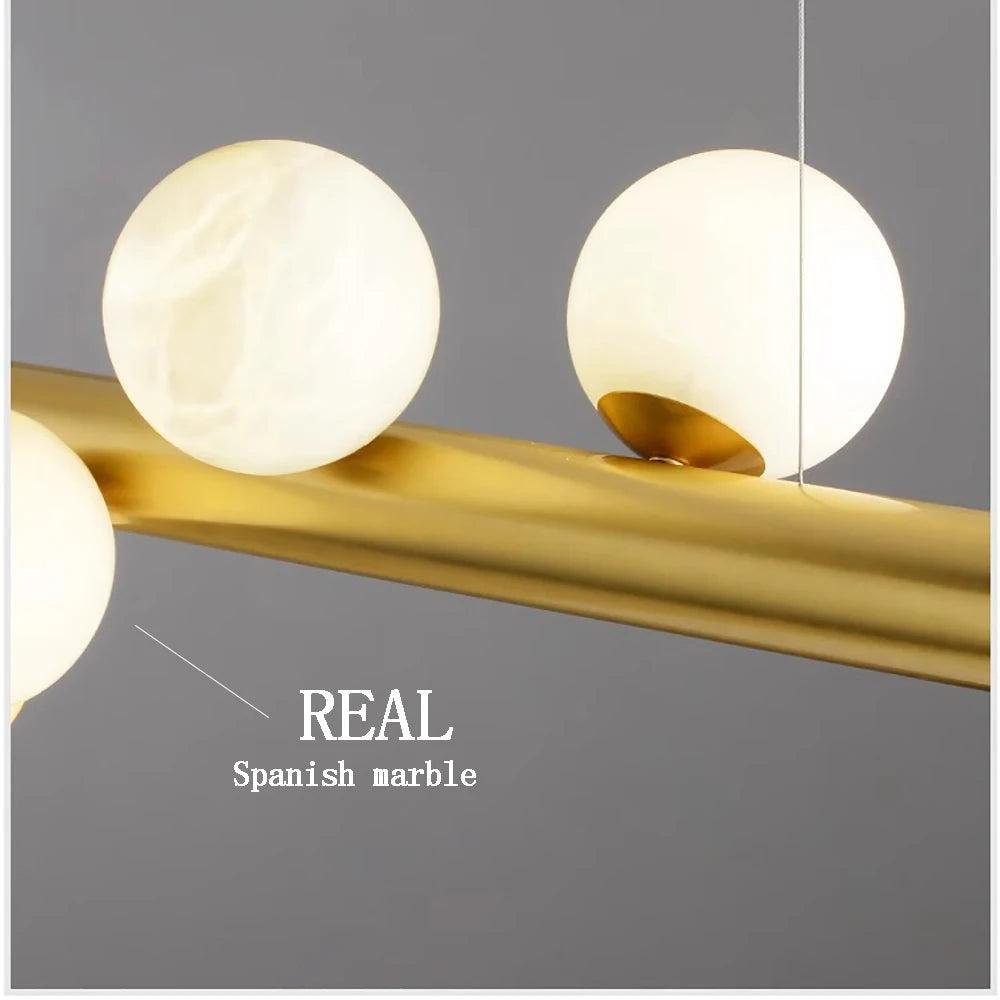 lustre de luxe en boule de marbre véritable post-moderne suspendu