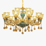 lustre de luxe en cristal et céramique pour un éclairage élégant