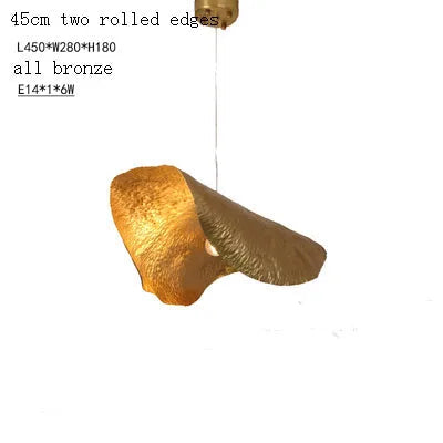 Suspension de luxe en cuivre feuille de lotus design rétro
