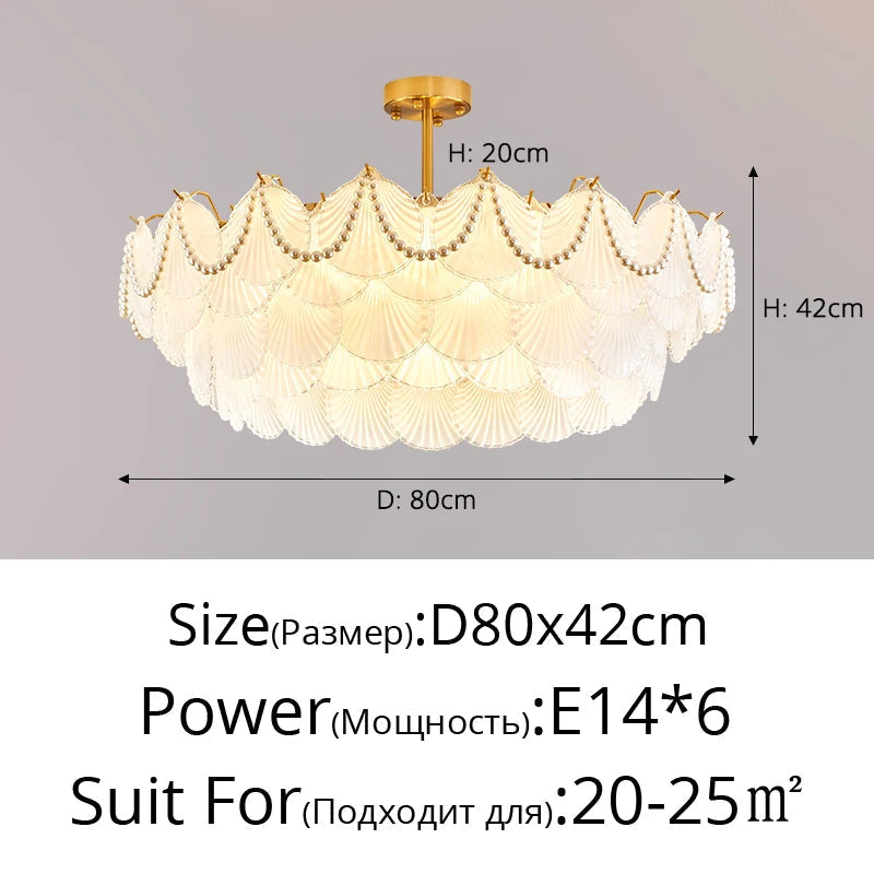 lustre de luxe en forme de coquille en cristal feng shui
