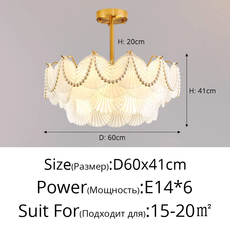 lustre de luxe en forme de coquille en cristal feng shui