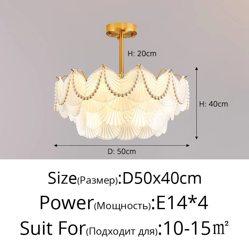 lustre de luxe en forme de coquille en cristal feng shui