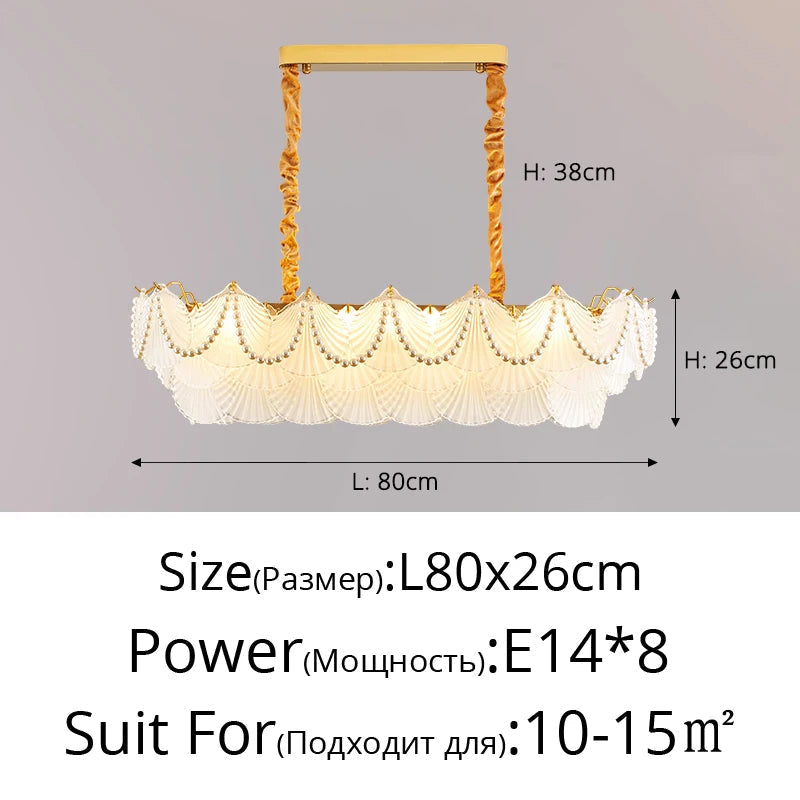 lustre de luxe en forme de coquille en cristal feng shui