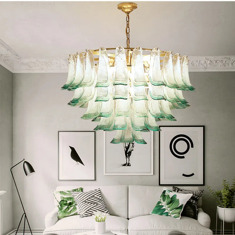 lustre de luxe en verre avec suspension led suspendu