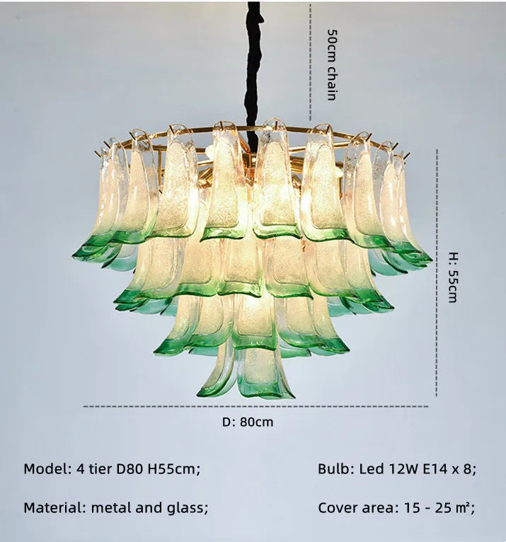 lustre de luxe en verre avec suspension led suspendu