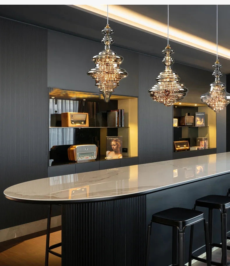 lustre de luxe en verre et laiton éclairage décoratif starlight