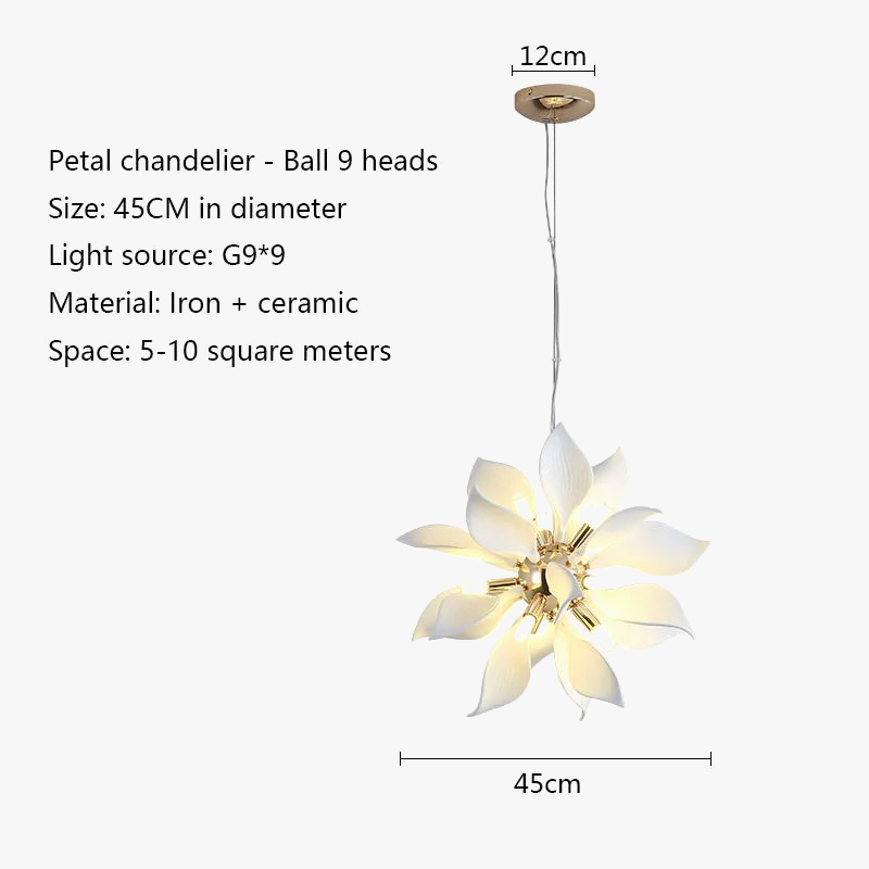 lustre de luxe moderne en céramique pétale pour utilisation magasin