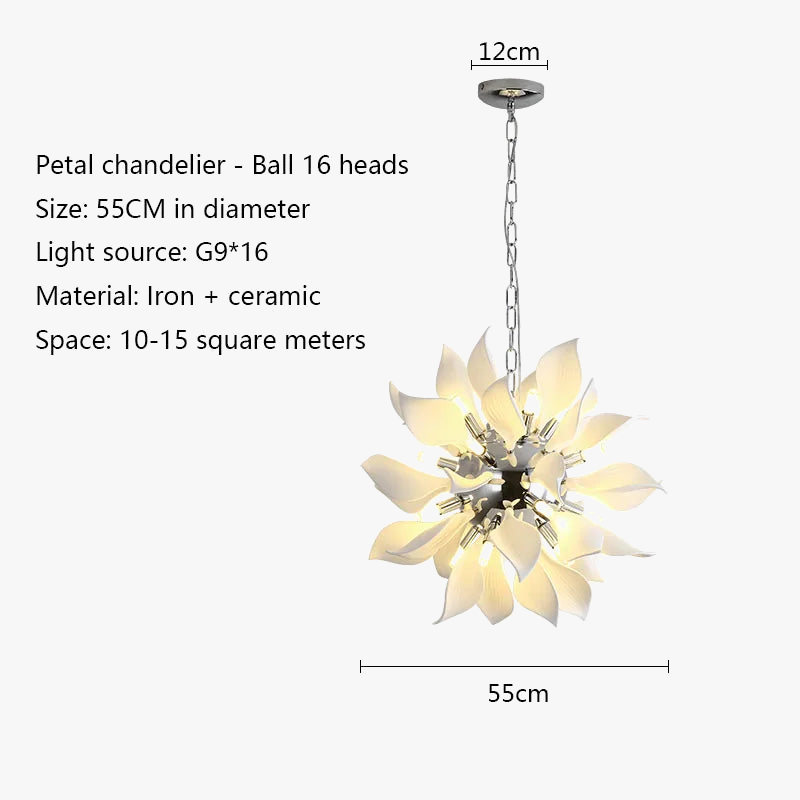 lustre de luxe moderne en céramique pétale pour utilisation magasin