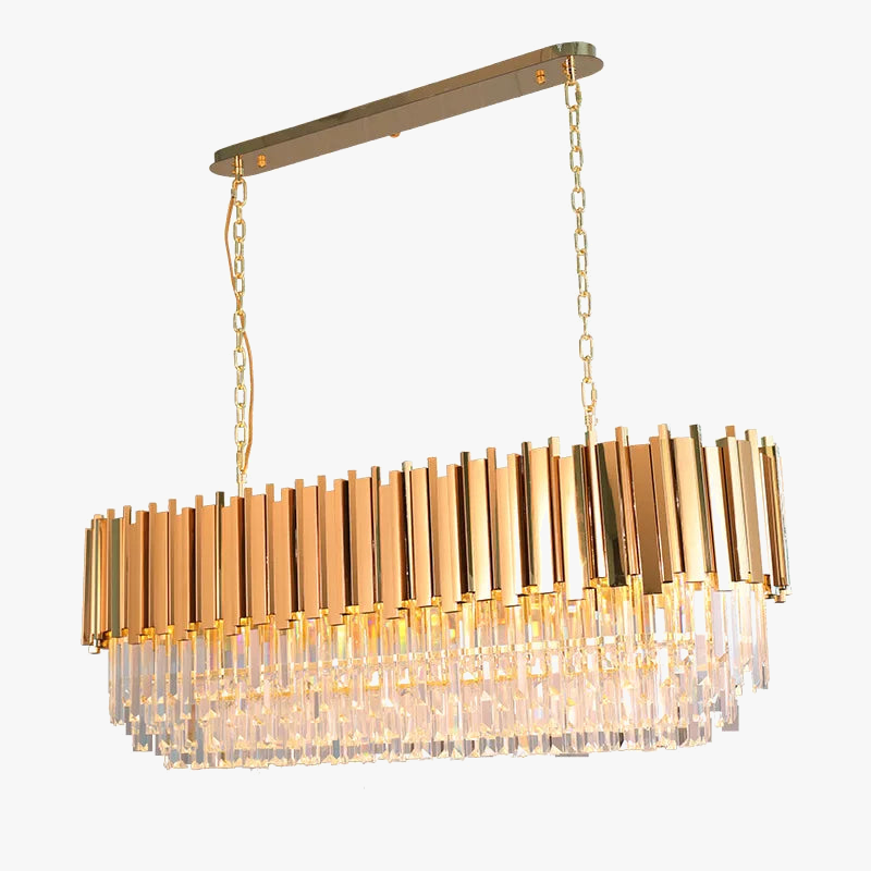 lustre de luxe moderne en cristal k9 à double couches