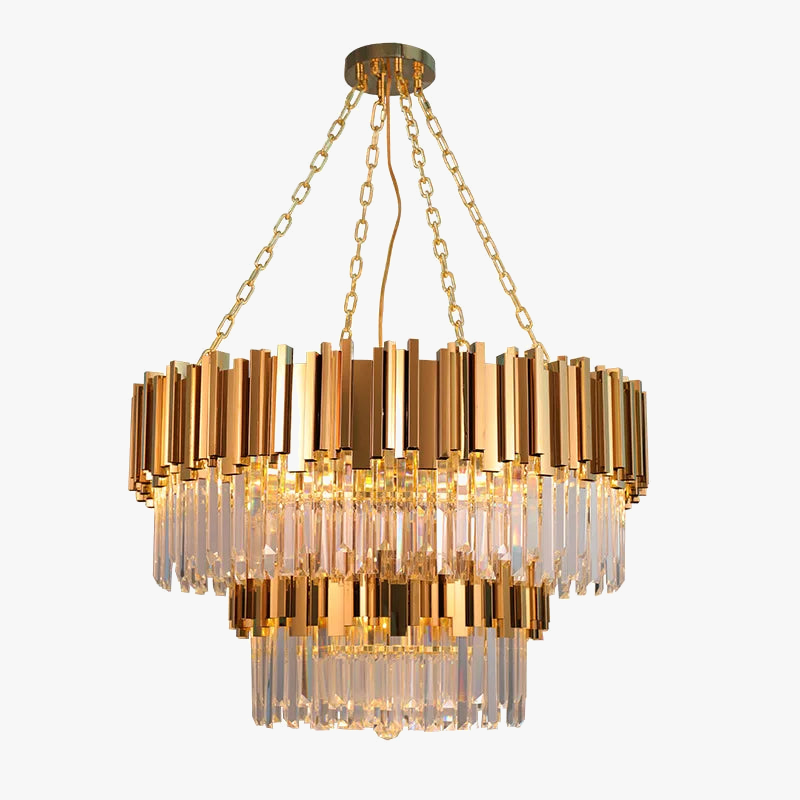 lustre de luxe moderne en cristal k9 à double couches