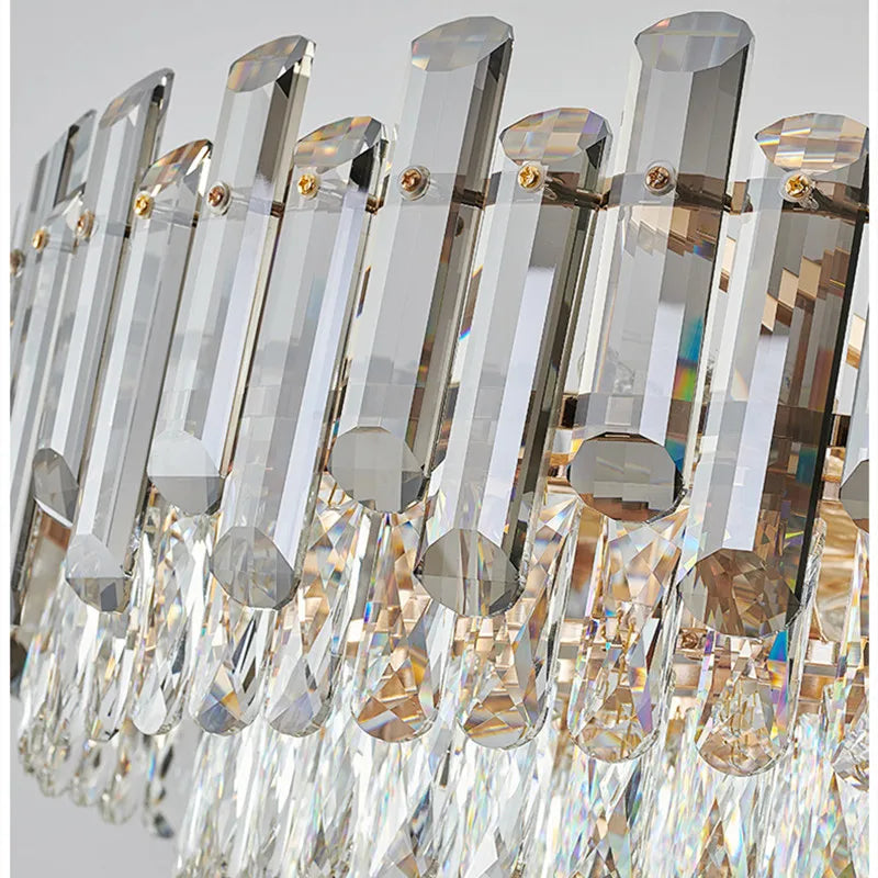 lustre de luxe moderne en cristal transparent pour décoration intérieure