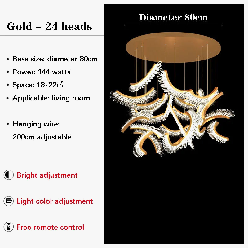 lustre de luxe postmoderne acrylique plume design nordique