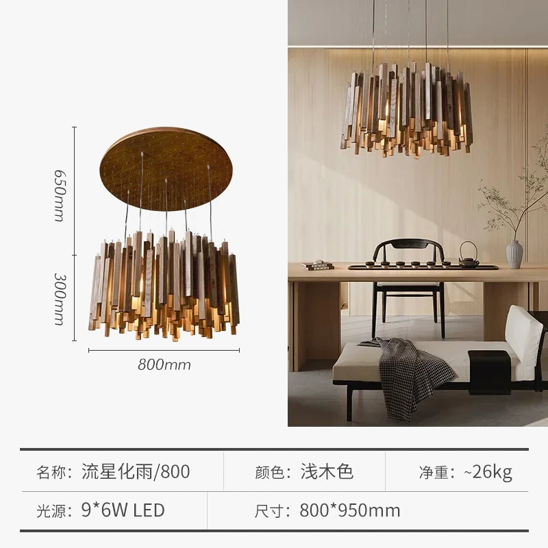 Lustre de Restaurant chinois en bois massif