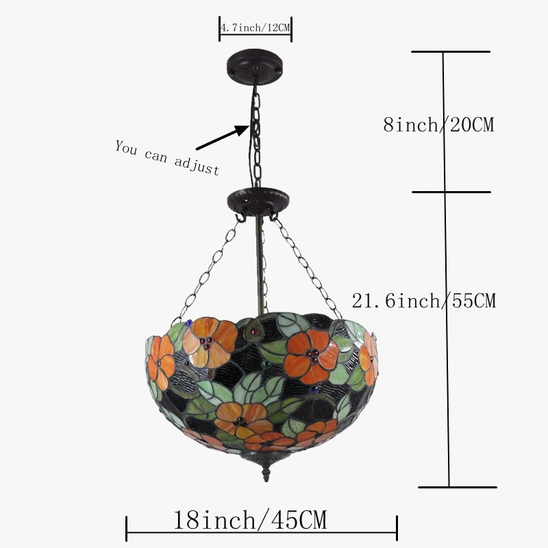 lustre de style anti-européen avec fleurs riches en verre tiffany