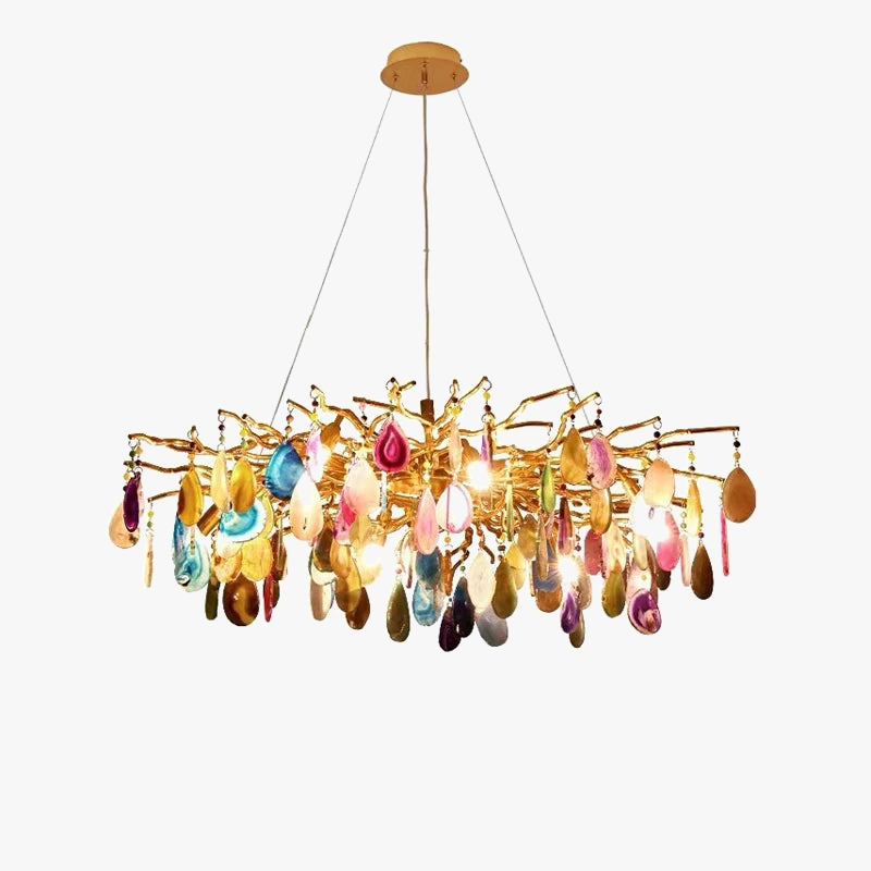 lustre design art déco en agate colorée pour intérieur élégant