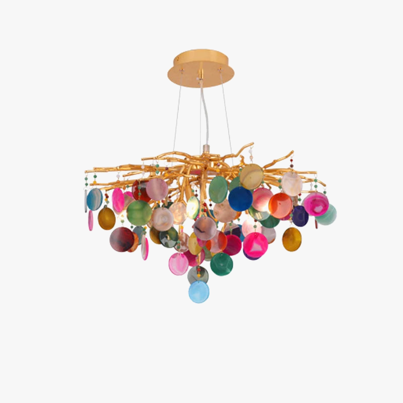lustre design art déco en agate colorée pour intérieur élégant