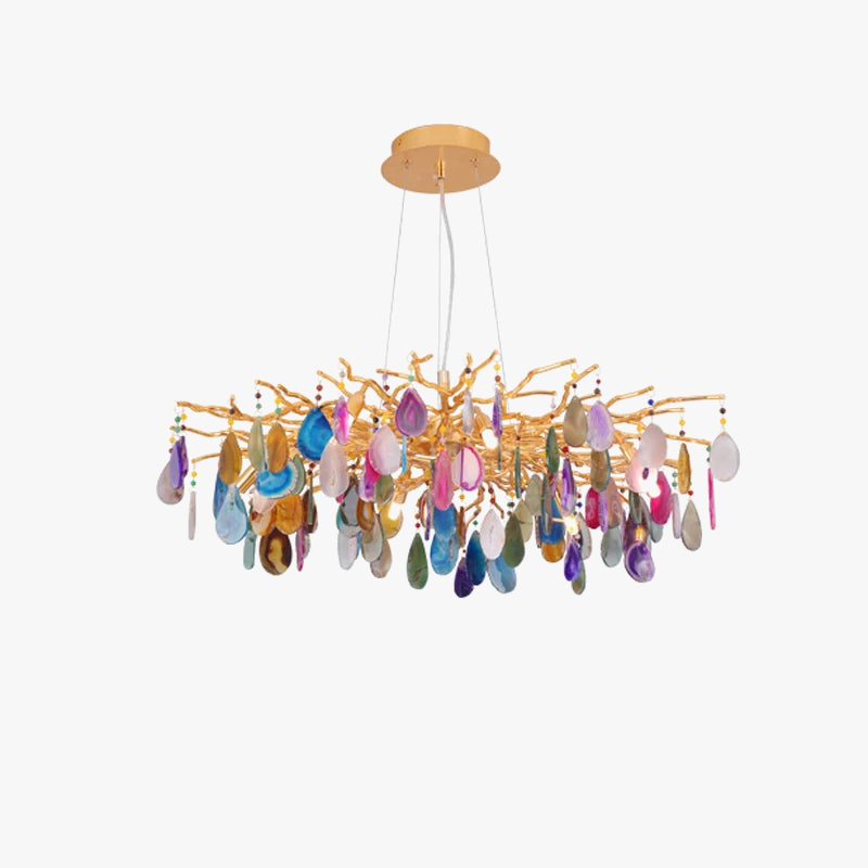 lustre design art déco en agate colorée pour intérieur élégant