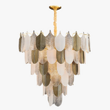 lustre design art déco moderne en acier inoxydable à led