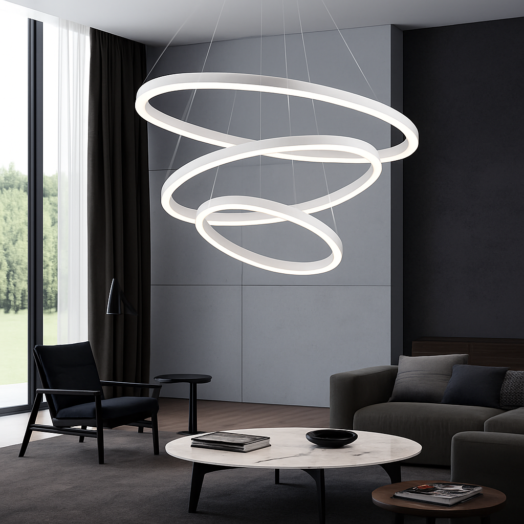 Lustre design cercles entrelacés (noir ou blanc)