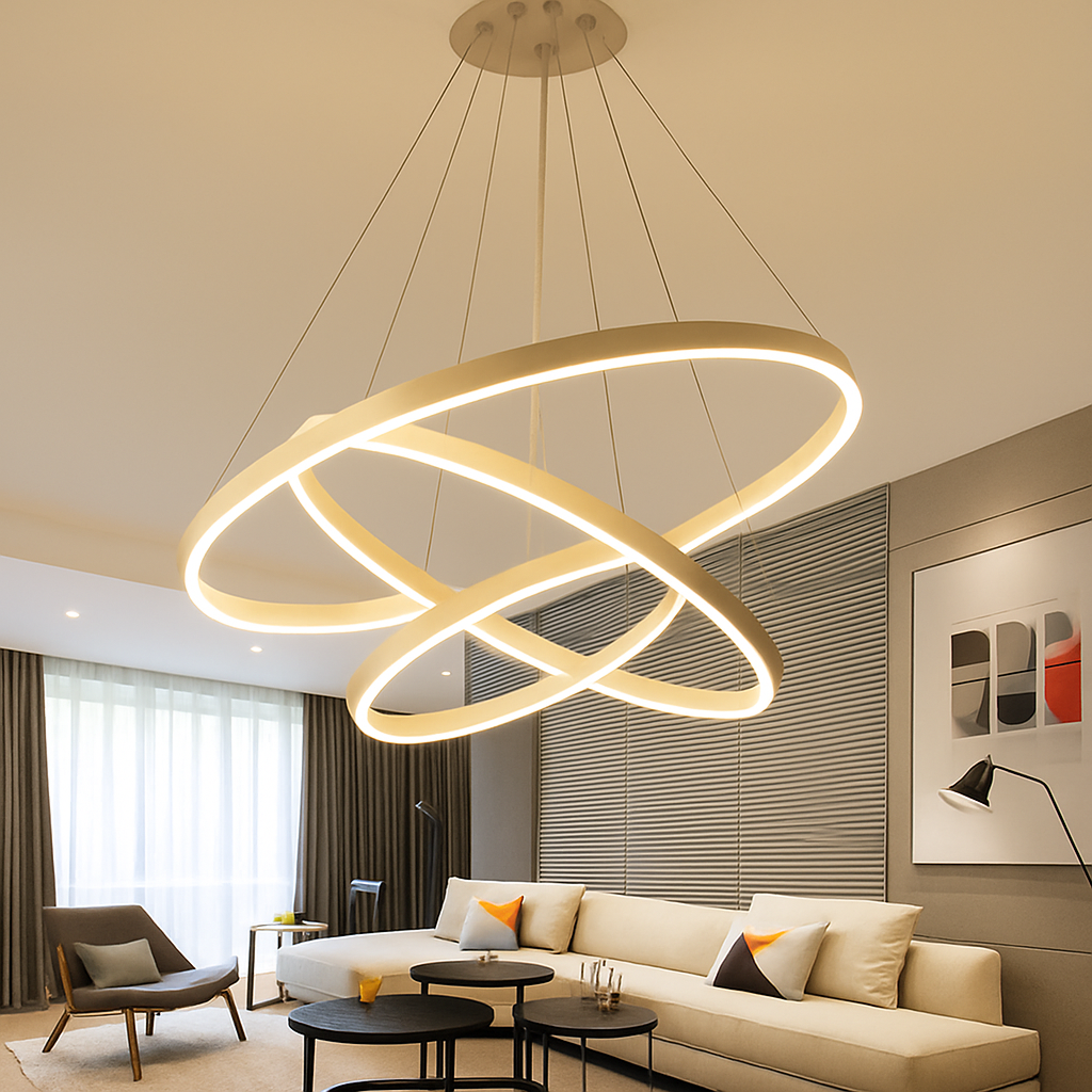 Lustre design cercles entrelacés (noir ou blanc)