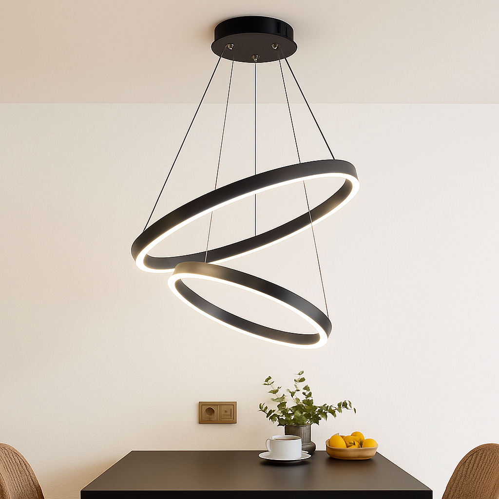 Lustre design cercles entrelacés (noir ou blanc)