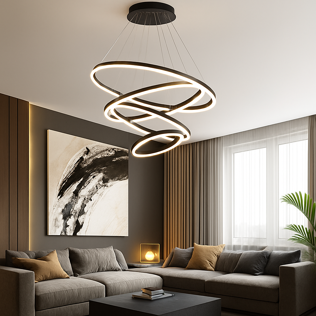 Lustre design cercles entrelacés (noir ou blanc)