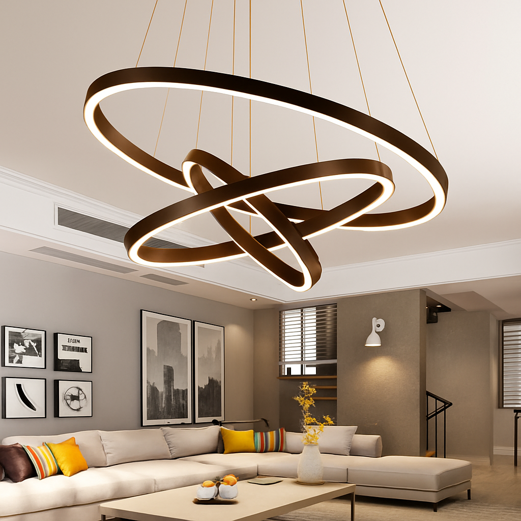 Lustre design cercles entrelacés (noir ou blanc)