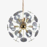 Lustre design doré et plaques rondes plates fumées Luxury
