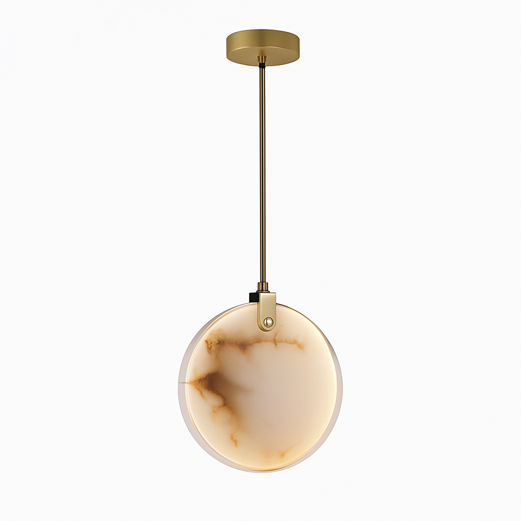 lustre design en marbre doré avec éclairage led tendance 2024