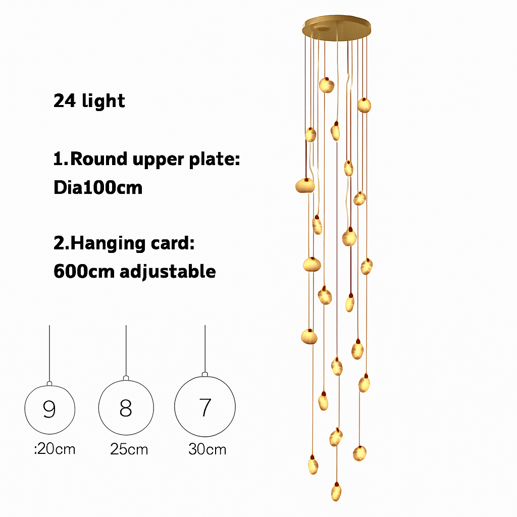 lustre design en marbre doré avec éclairage led tendance 2024