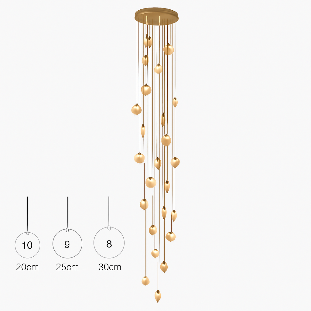 lustre design en marbre doré avec éclairage led tendance 2024