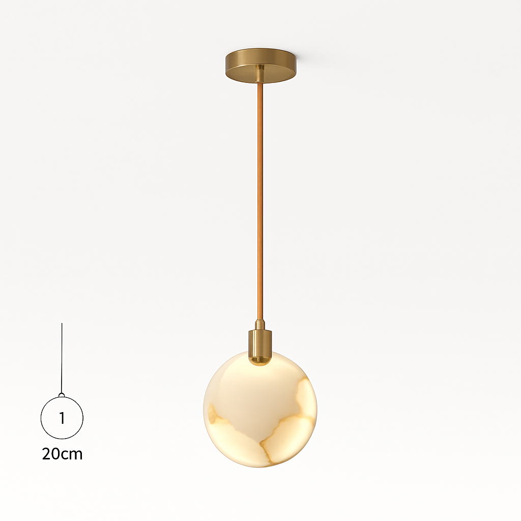 lustre design en marbre doré avec éclairage led tendance 2024