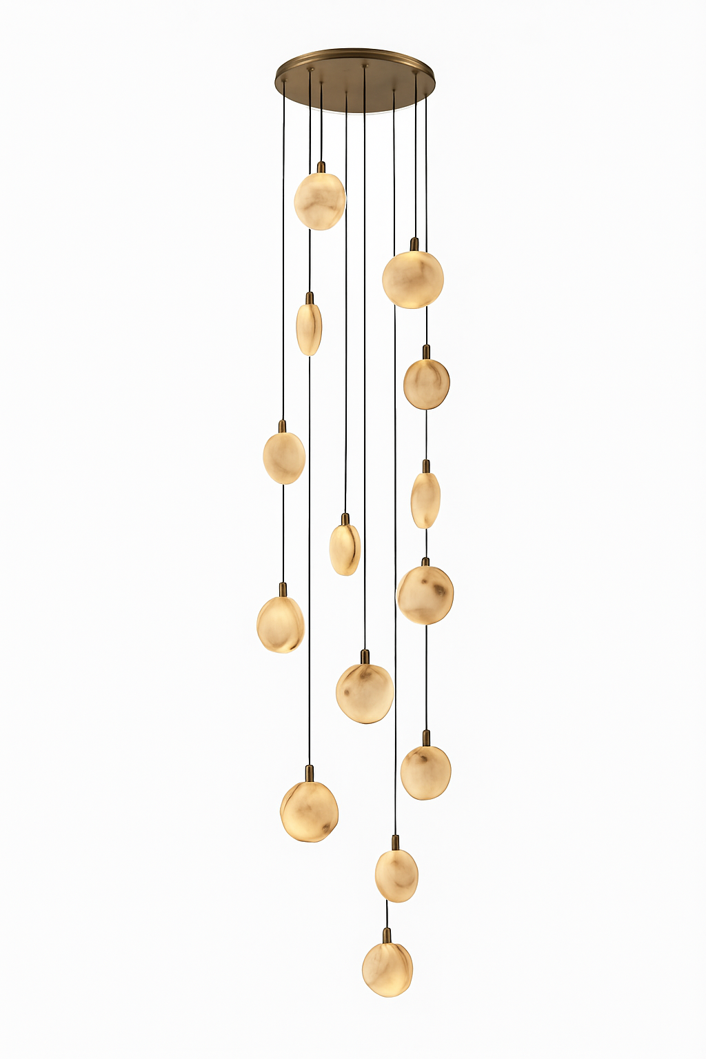 lustre design en marbre doré avec éclairage led tendance 2024