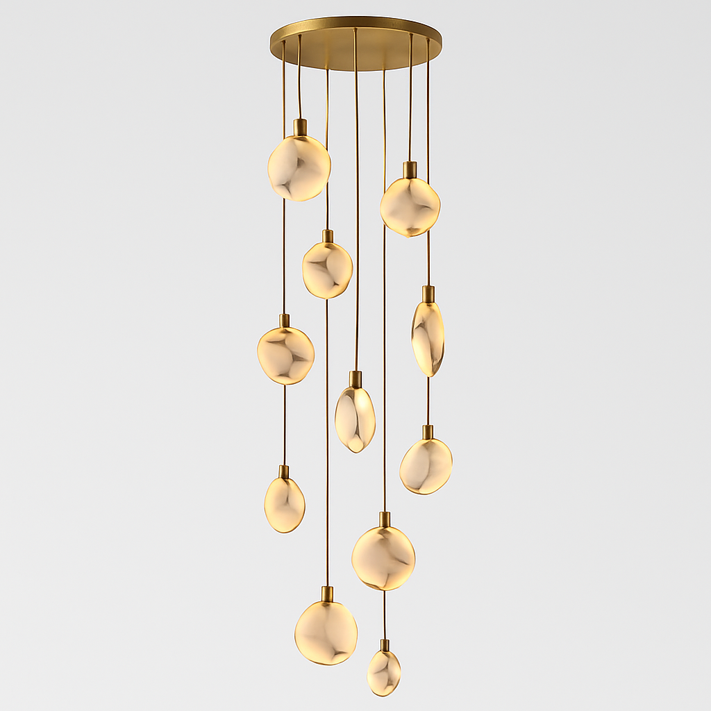 lustre design en marbre doré avec éclairage led tendance 2024