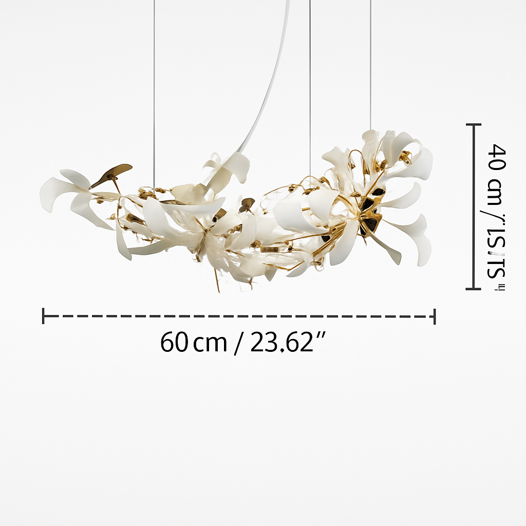 Lustre design Feuilles de céramique de luxe et Branches d'or