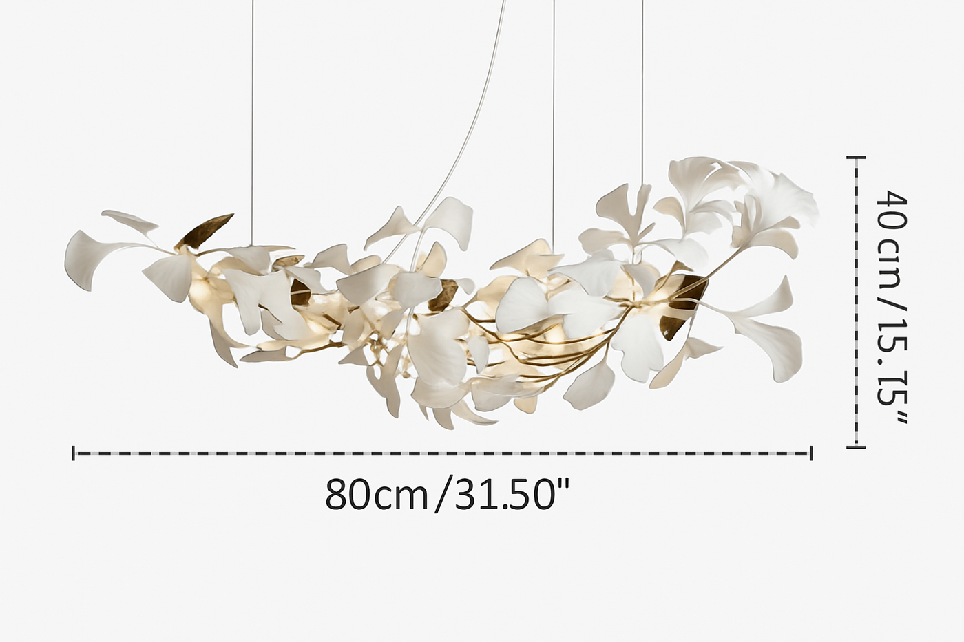 Lustre design Feuilles de céramique de luxe et Branches d'or