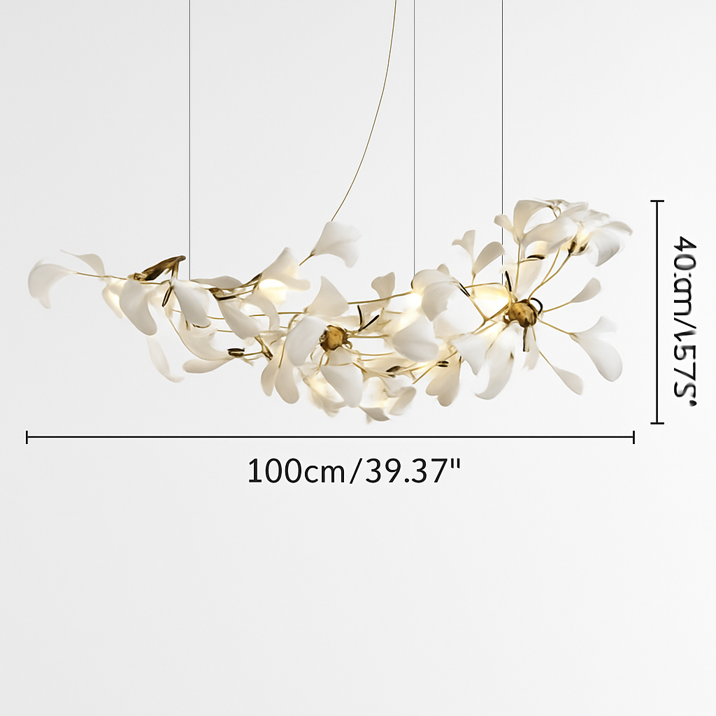 Lustre design Feuilles de céramique de luxe et Branches d'or