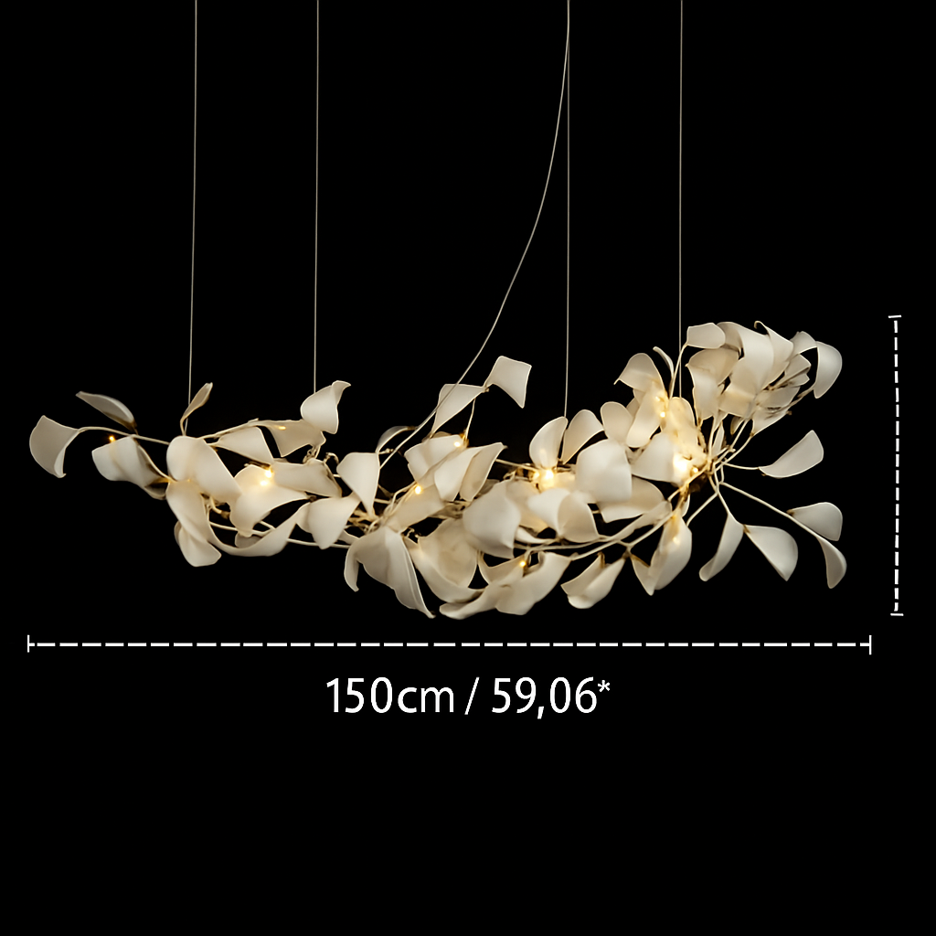 Lustre design Feuilles de céramique de luxe et Branches d'or