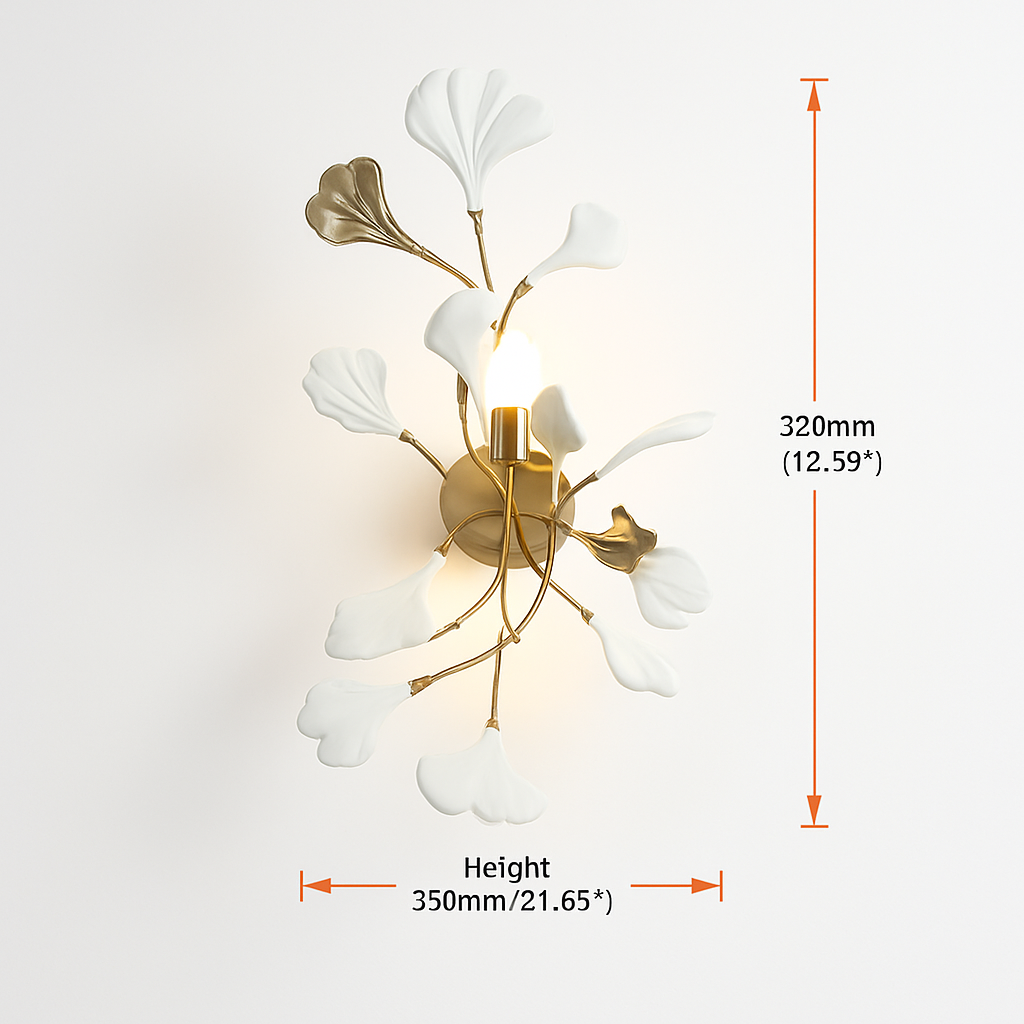 Lustre design Feuilles de céramique de luxe et Branches d'or