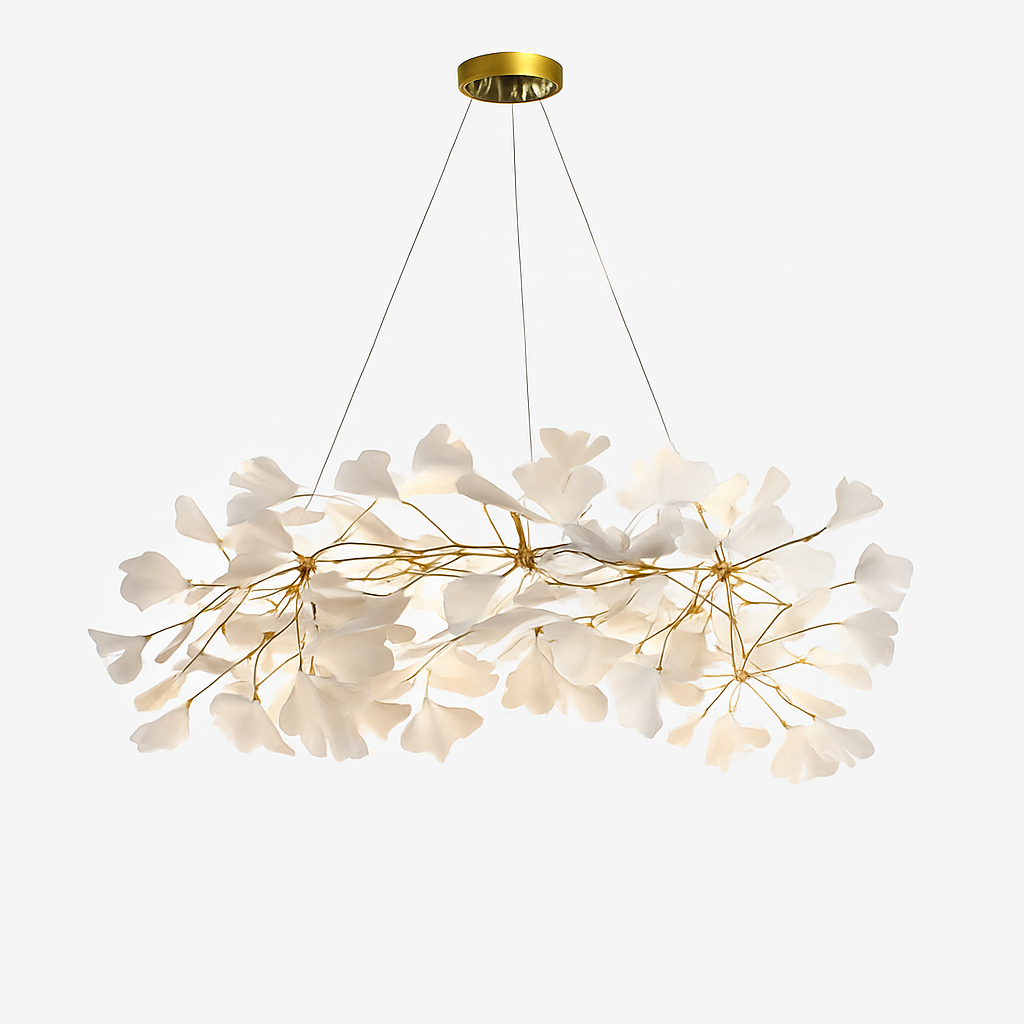 Lustre design Feuilles de céramique de luxe et Branches d'or