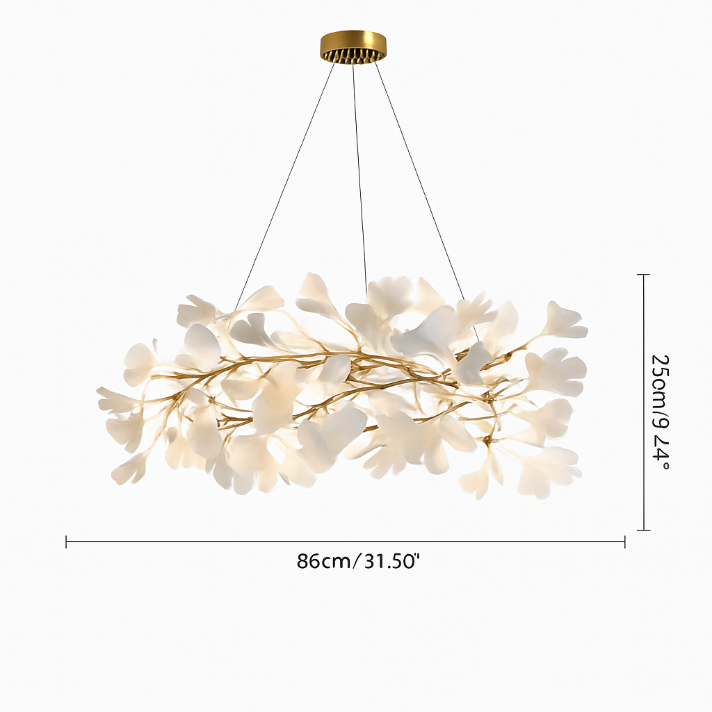Lustre design Feuilles de céramique de luxe et Branches d'or