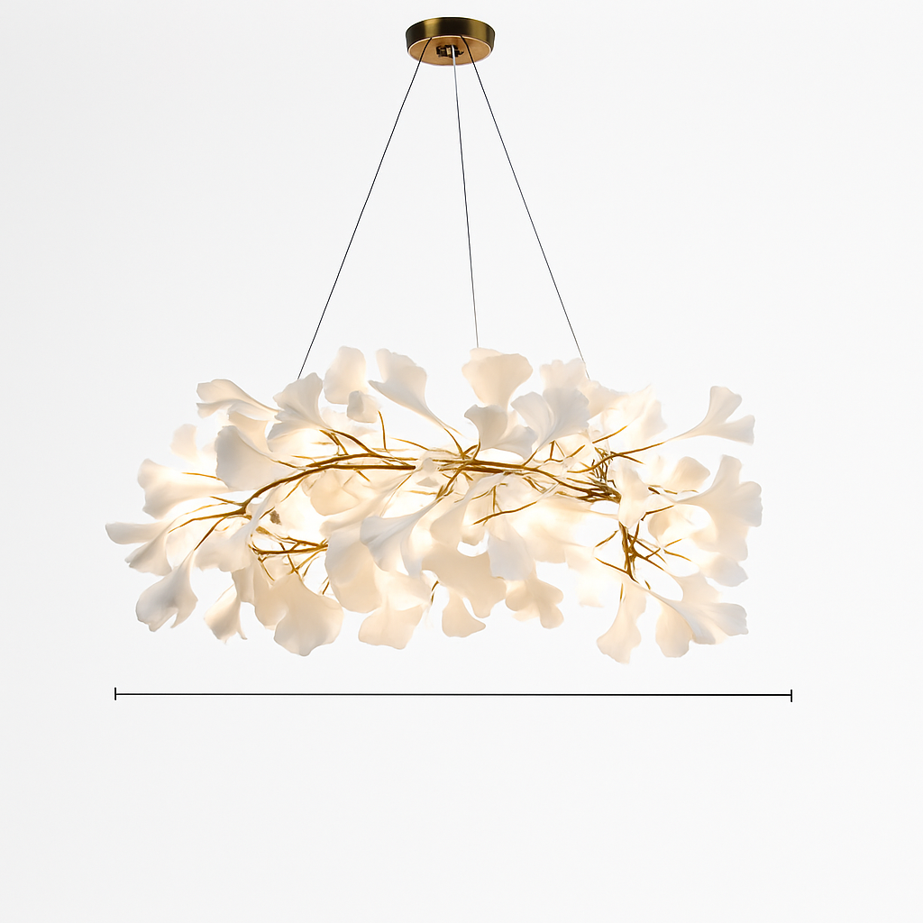 Lustre design Feuilles de céramique de luxe et Branches d'or