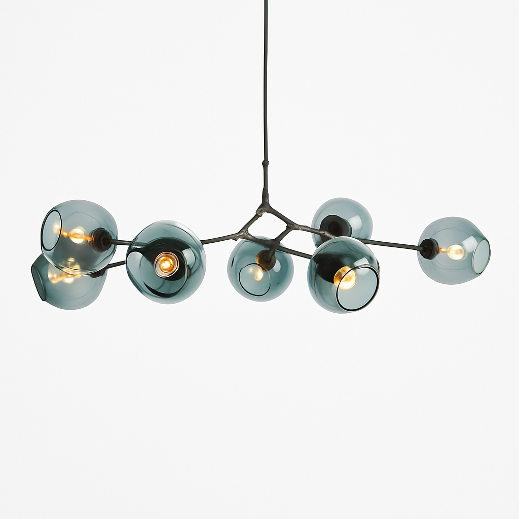 Lustre design à LED avec branches métal et bulles en verre Beans