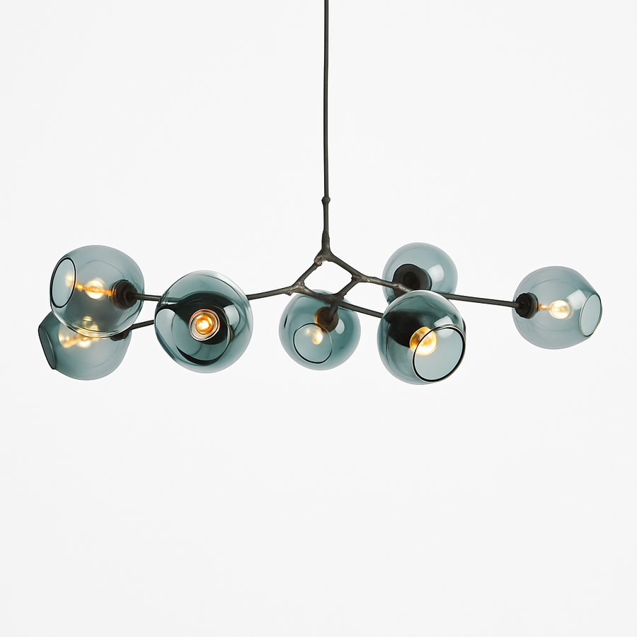 Lustre design à LED avec branches métal et bulles en verre Beans