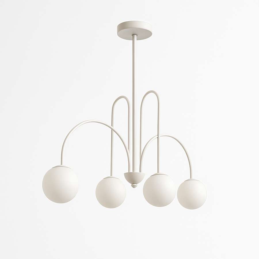 Lustre design LED à branches dorées avec boules en verre Light
