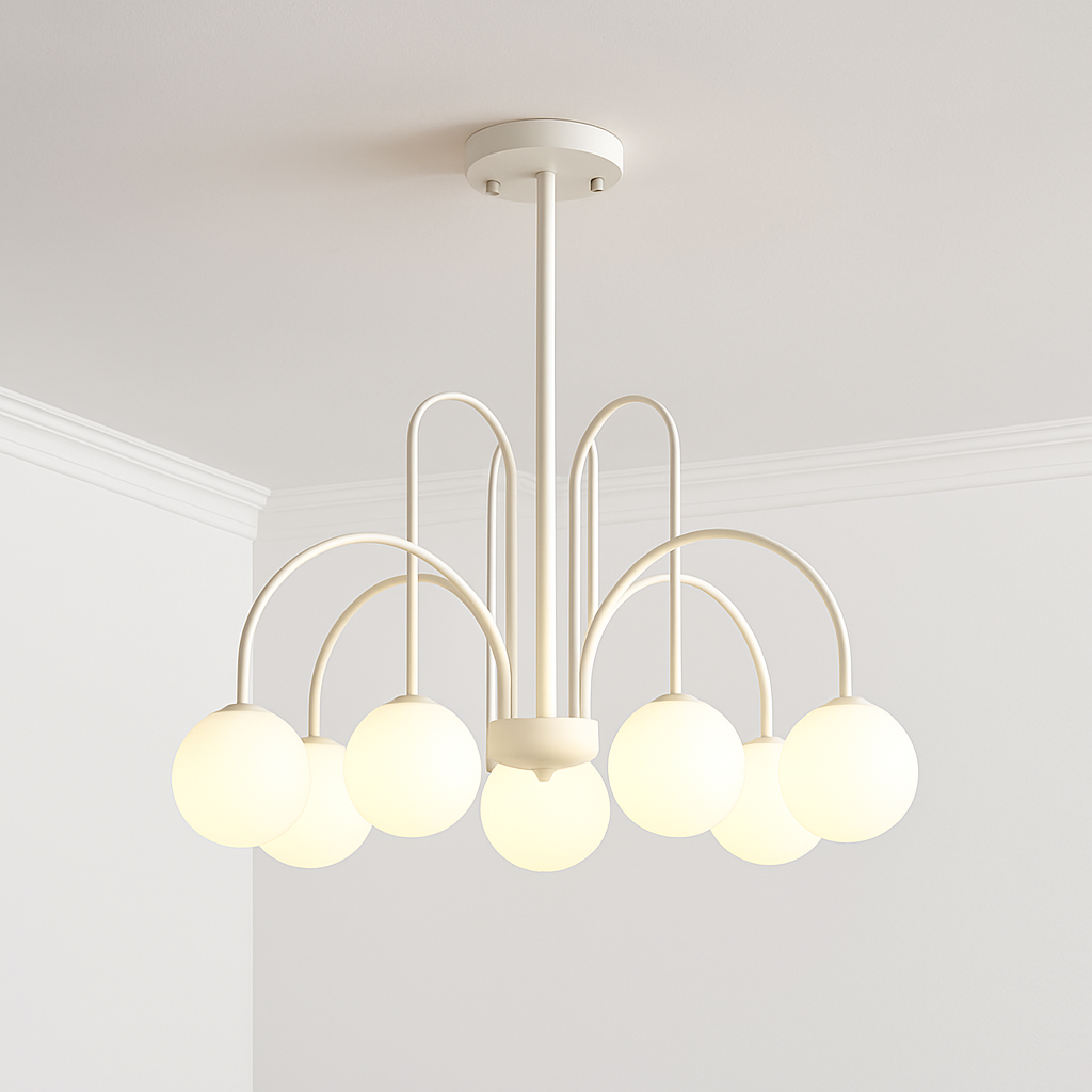 Lustre design LED à branches dorées avec boules en verre Light