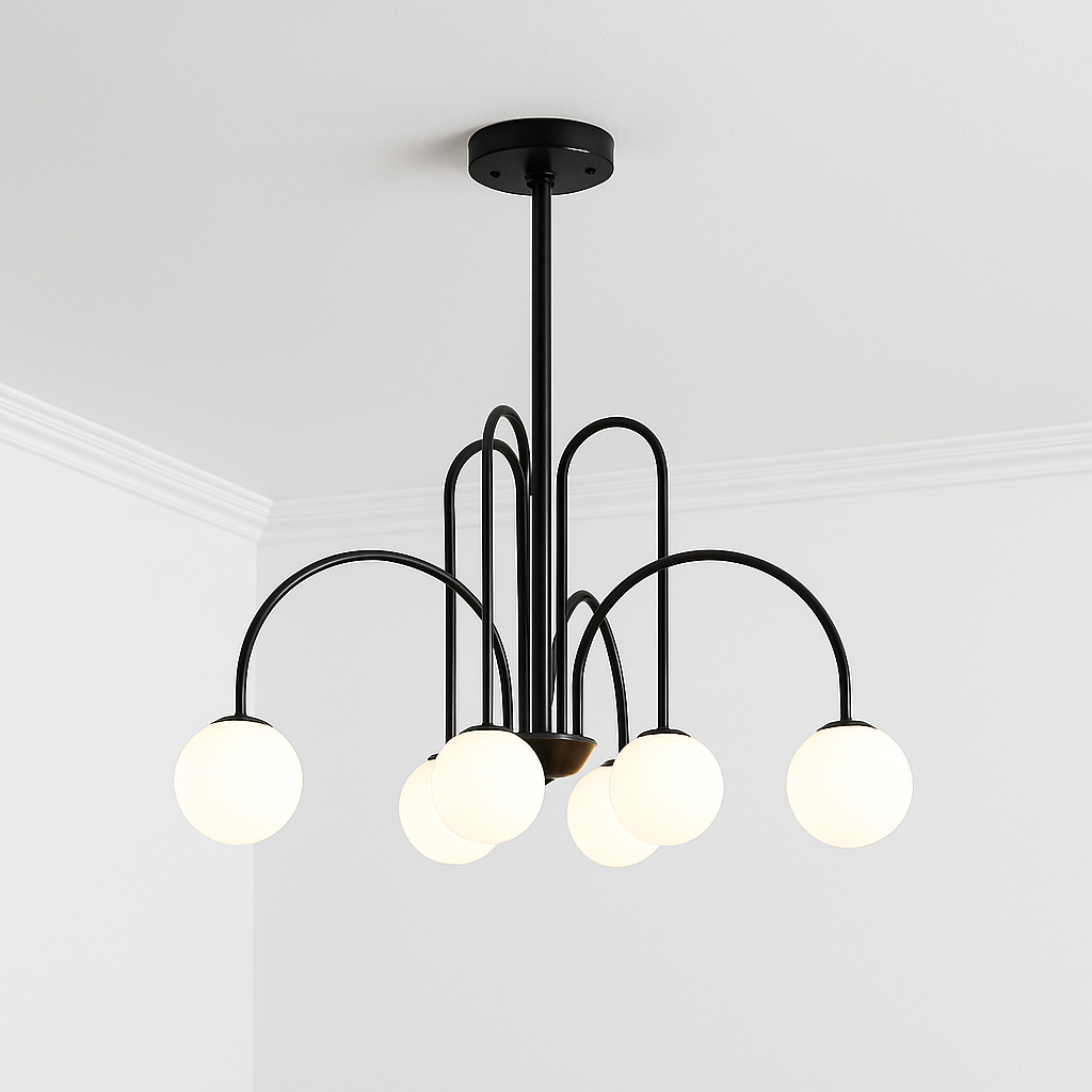 Lustre design LED à branches dorées avec boules en verre Light