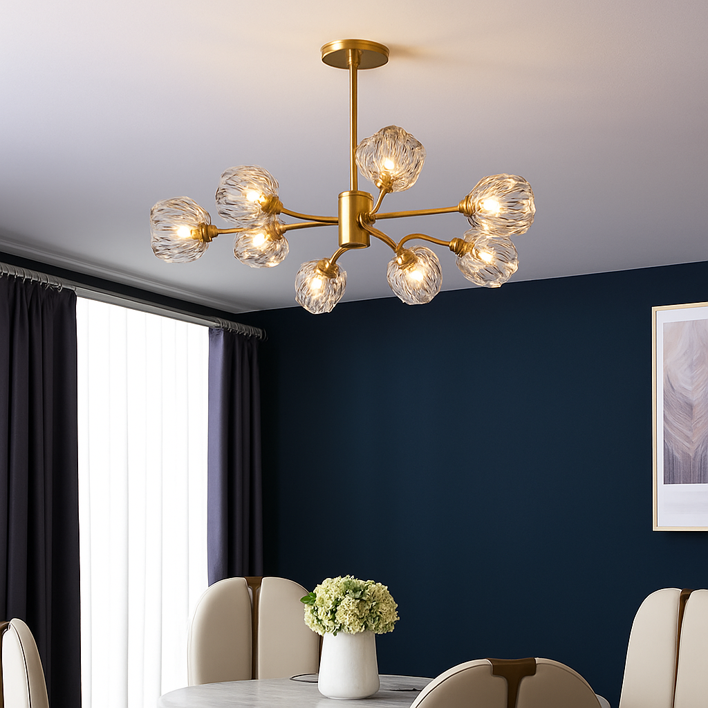 Lustre design à LED doré avec boule en cristal Luxury